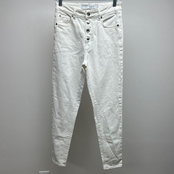 IRO White Skinny Jeans Buttons Down Distressed High Rise - Picture 1 of 12